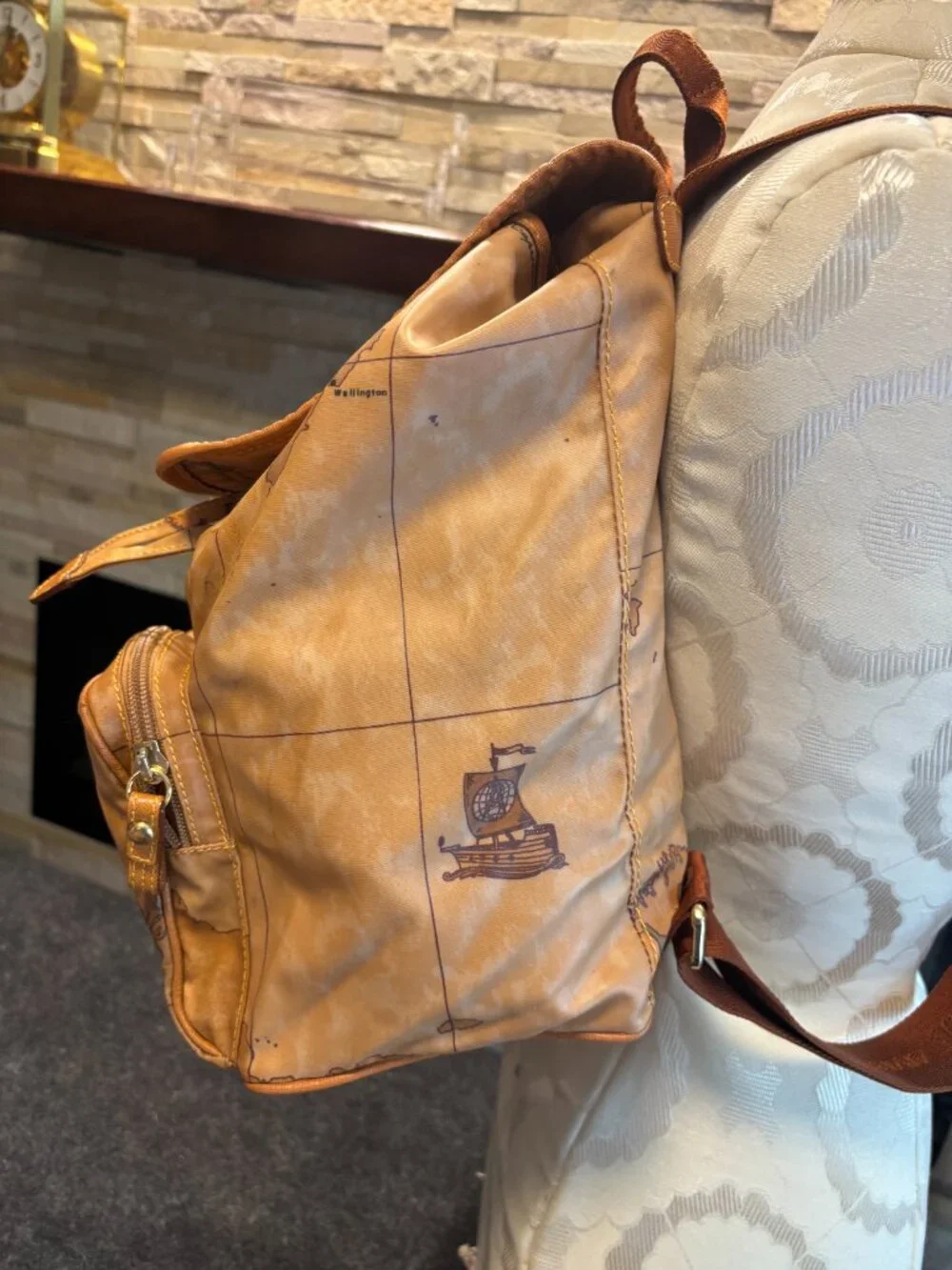 Alviero Martini 1a Classe Geo Soft Map Backpack Double Pocket - Good Condition